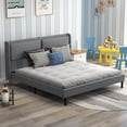 thumbnail image 3 of Zzistar Metal Bed Frame with USB Ports, Adult Platform Bed Frame with Linen Fabric Adjustable Headboard, Queen Size, 3 of 9