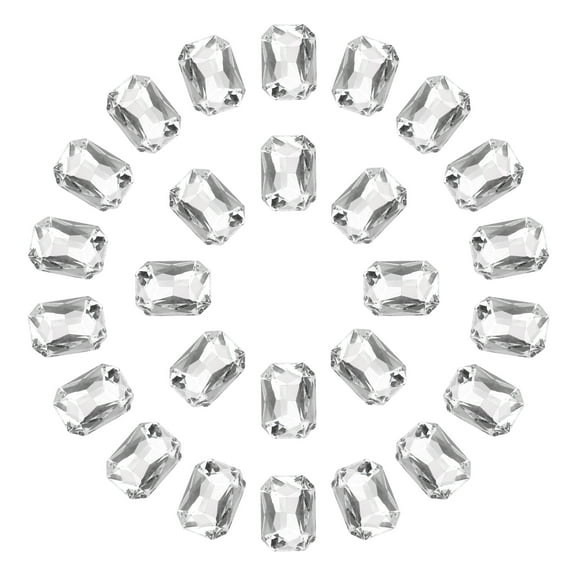 Uxcell 13x18MM Octagon Rectangle Rhinestones, 100 Pcs Crystal Faceted Rhinestones with Silver Plated Glass Gems for Crafts (White)