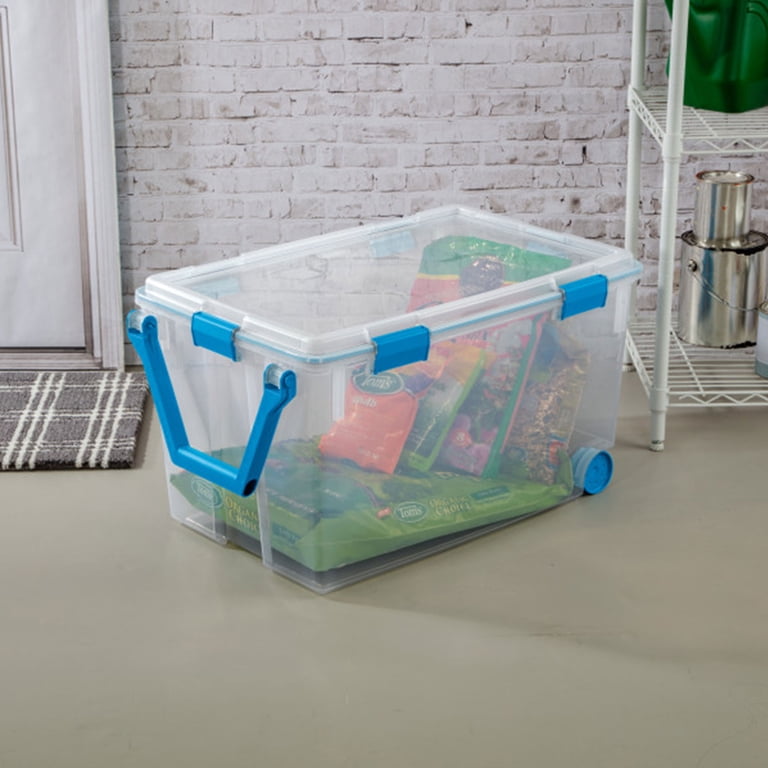 Sterilite, Storage Lid, 120-Qt, Clear with Blue Latch Handles