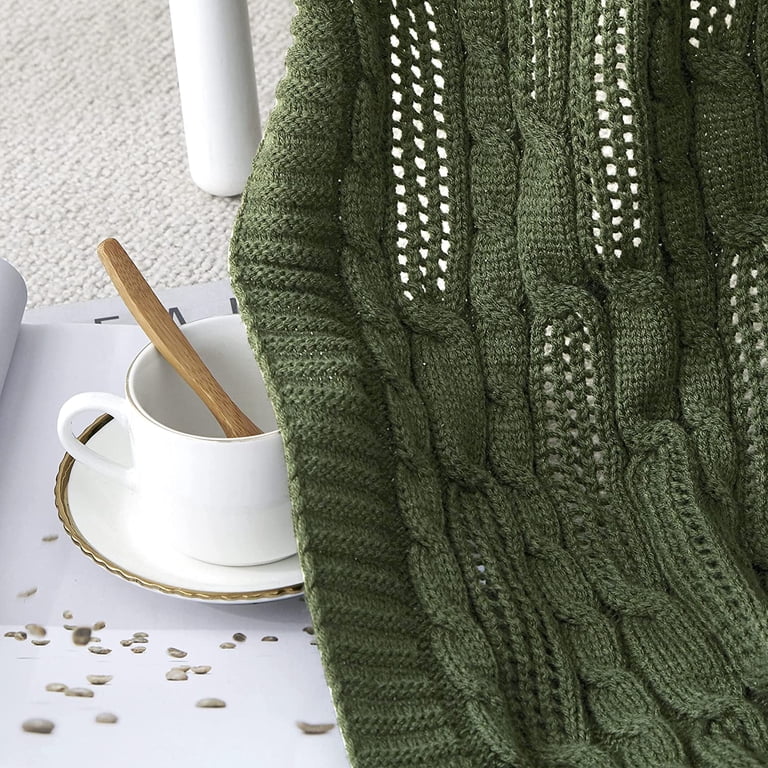 ZXNYH Cable Knit Throw Blankets 90 x 90 Inches, Soft Cozy and