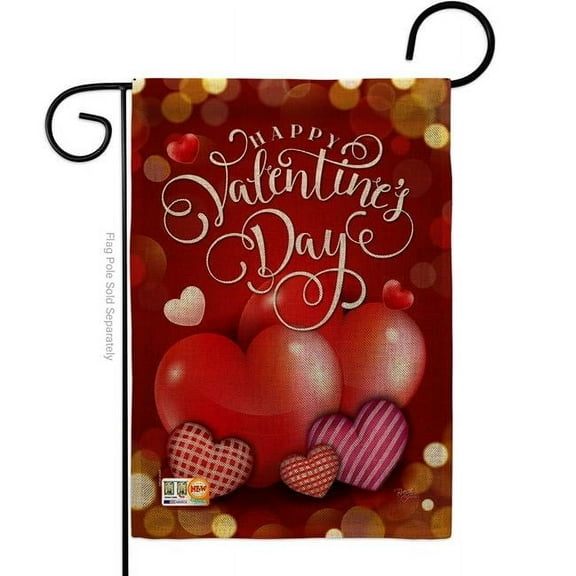 Breeze Decor BD-VA-G-101062-IP-DB-D-US19-BD 13 x 18.5 in. Beloved Valentines Day Burlap Spring Valentines Impressions Decorative Vertical Double Sided Garden Flag