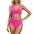 thumbnail image 3 of cocolona Bikini Sets for Women Summer Solid Color Two Piece Swimsuits Holiday Vacation Beach Pleated Swimwear, 3 of 6