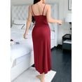 thumbnail image 5 of Womens Fashion 2026 Long Satin Nightgowns for Women Blue High Slit Dress 2 Pieces Deep V Sexy Elegant Lace Cami Maxi Dress with Panty, 5 of 6
