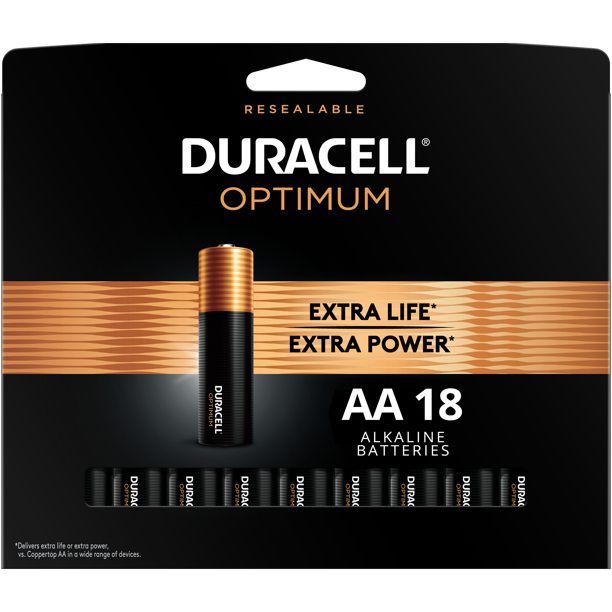 Duracell Optimum AA Battery, Double A Batteries with Resealable Package