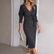 thumbnail image 5 of Vestido Vestido de fiesta de cóctel para mujer, cómodo, tejido, manga larga, cuello en V profundo, ropa de fiesta para discoteca Kuymtek Gris oscuro T S para Mujer, 5 of 6