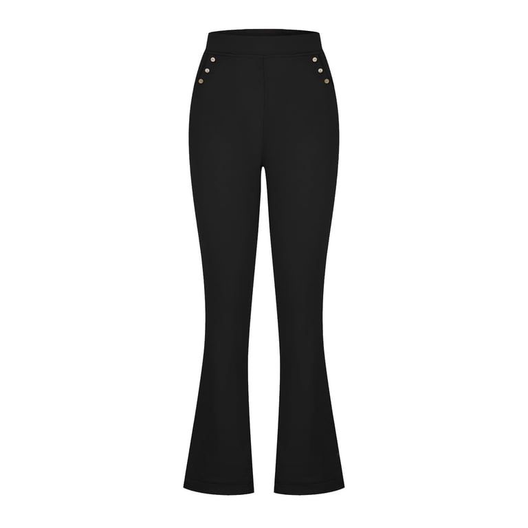 Bxingohai Stretchy Work Pants for Women Pull on Dress Pants for Women High Waitsted Business Casual Pants with 2 Pockets Black L, Women's, Size: Large