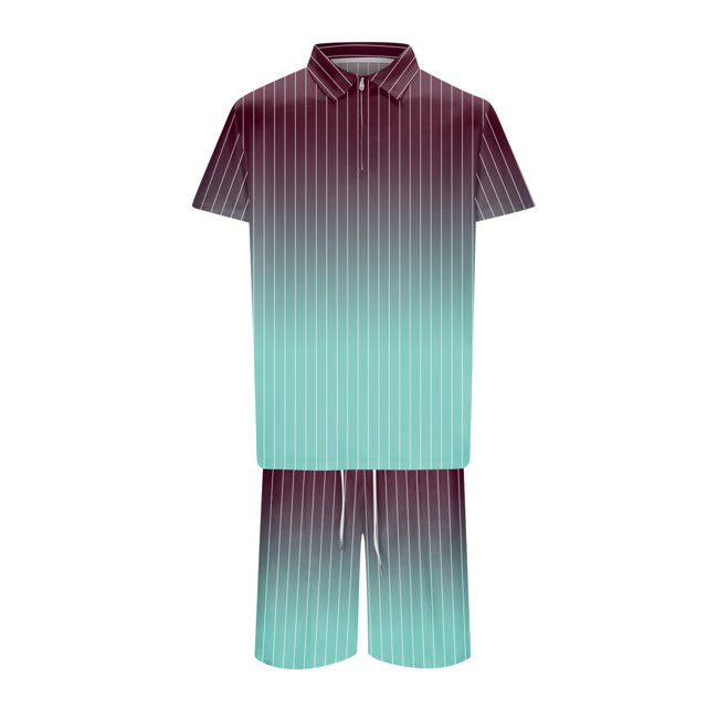 toraway Mode Costumes pour Hommes Coupe Régulière Sépare Costume Imprimé Mode Dégradé Rayé TTTG