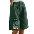 thumbnail image 2 of JUSLIO Women's Shorts,with Pockets High Waist 5" Mid-Length Shorts,Faux Linen Graphic Shorts,Lightweight,Mint Green,Size L, 2 of 7