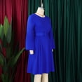 thumbnail image 3 of AURA Plus Size Belted Swing Midi Dress Long Sleeve Crewneck High Waist Large Skirt Elegant Fall Winter Dress with Zipper, 3 of 9