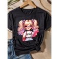 thumbnail image 1 of For The Back-to-School Season |1pc Girls to Cool to School Cartoon Gril Printed T-shirt | Comfortable Breathable and Soft Casual Cotton Crew Neck Short Sleeve T-Shirt | Back to School outing Weekend, 1 of 6