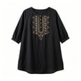 thumbnail image 5 of IUYRTFE Women's Long Sleeve Embroidered Tunic Top Button Front Round Neck Casual Boho Blouse, 5 of 5