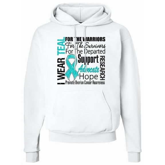 Inktastic Ovarian Cancer I Wear Teal Ribbon Tribute Adult Hoodie Sweatshirt