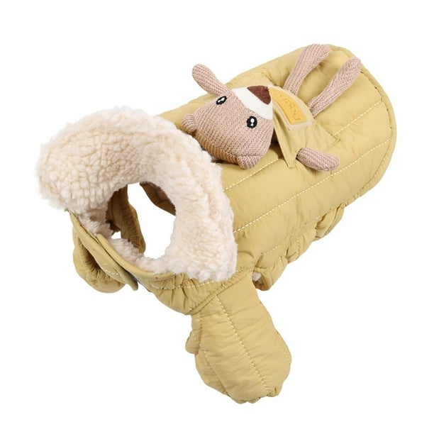 Abrigo de invierno para perro, suave y con cuello, ideal para otoño y actividades al aire libre. Amarillo M