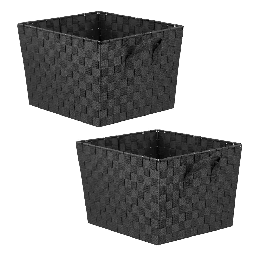 Home Basics XLarge Polyester Woven Strap Storage Bin With Handles