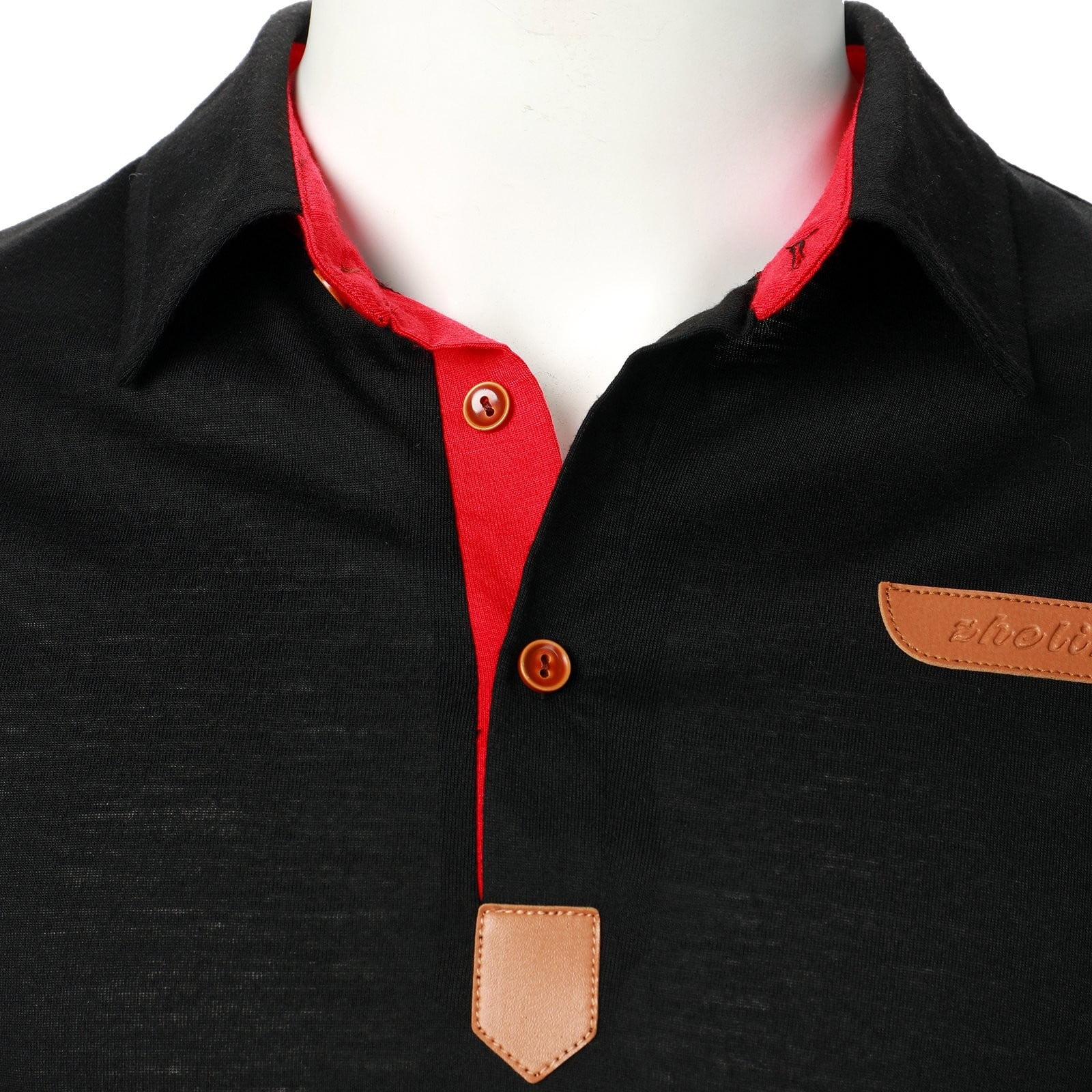 Black polo shirt red collar hotsell