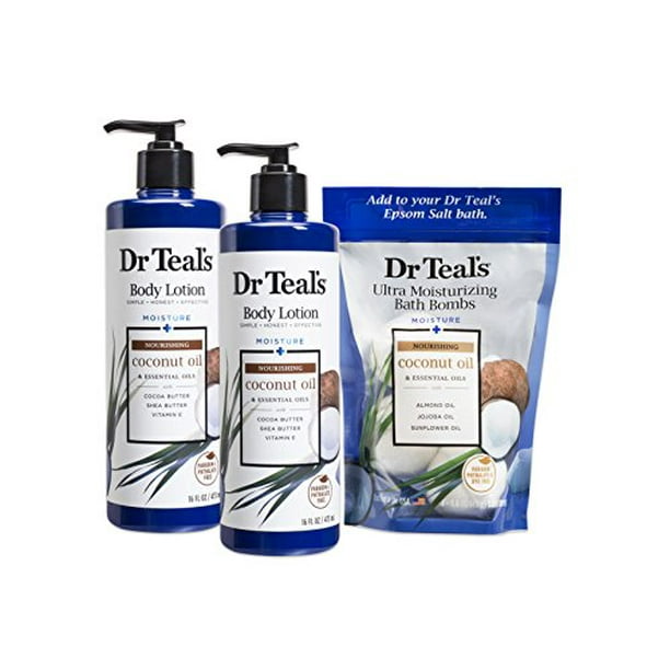 Dr Teal's Body Lotion and Ultra Moisturizing Bath Bombs - Coconut, 2 ...