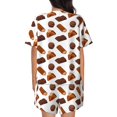 thumbnail image 4 of Womens Pajama Sets With Pocket, Chocolate Pattern No.9037 Lounge Sets Short Sleeve Sleepwear PJ Sets for Women, 4 of 6