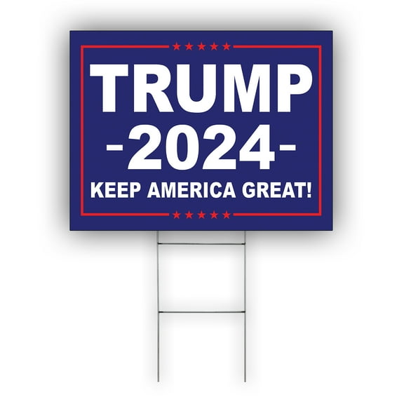 Trump 2024 Keep America Great Vote For President Coroplast Yard Sign With H Stake ( 12 x 18 ) Single-Sided