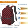 thumbnail image 3 of Red and Black Checkered Pattern 17" School Backpacks for Teens,Waterproof Oxford Fabric,S-Shape Padded Straps for School,Travel,Hiking,Camping, 3 of 6