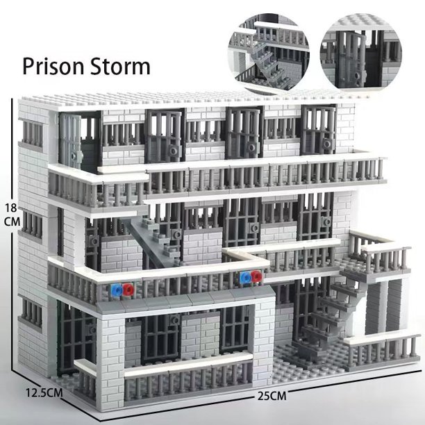 Nuevos 3 pisos, escena militar, prisionero, cárcel, bloques de construcción, estación de policía de ciudad, juegos de modelos, ladrillos, juguetes para niños y adultos