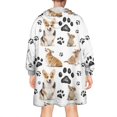 thumbnail image 2 of Corgi Dog and Footprints Wearable Oversized Blanket,Wearable Blanket Hoodie for Adults,Cozy Hooded Blankets with Super Pockets,Super Warm Fuzzy Pullover for Women & Men, 2 of 6