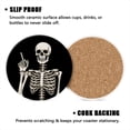 thumbnail image 3 of BaHomeck Drink Coasters Set of 4 with Holder skeleton holding up middle finger on the black background Water Absorbent Ceramic Coasters Tabletop Protection,Suitable for Various Cup ,Home Decor, 3 of 4