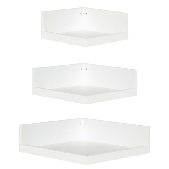 Kate and Laurel Levie Corner Shelf Set, White 3 Piece