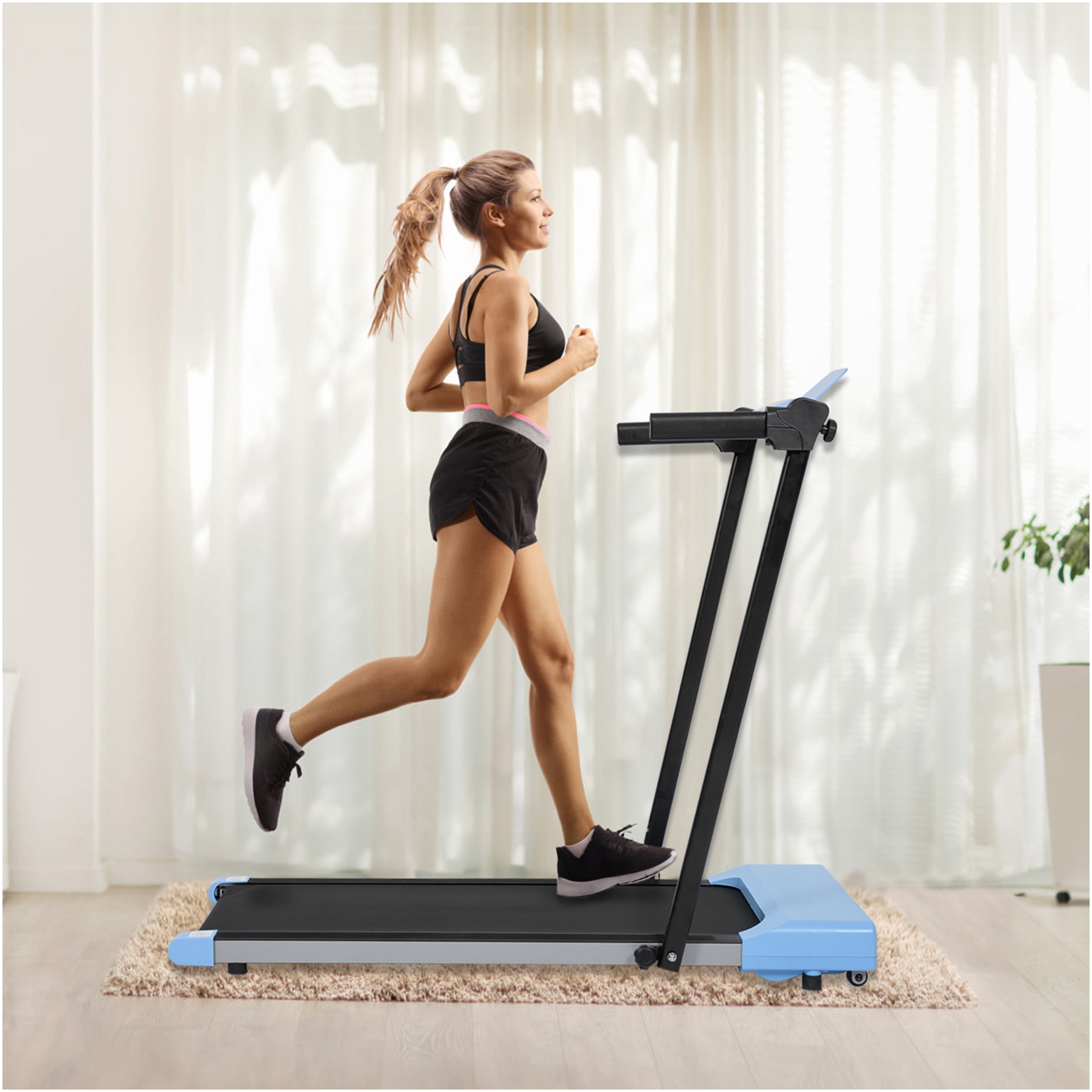 JERFIT 7.5 MPH Folding Treadmill for Home with LED Display, Blue Compact Electric Running Machine for Walking Jogging Cardio Workout