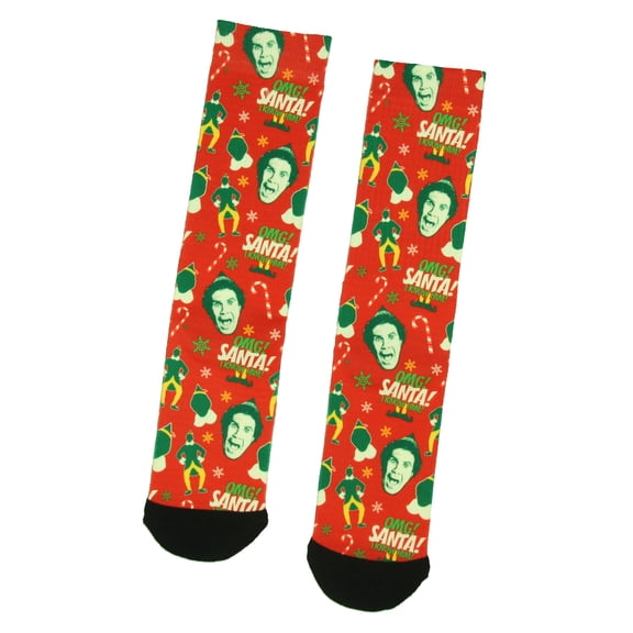 Elf The Movie Buddy OMG! Santa! I Know Him! Sublimation Mid-Calf Crew Socks