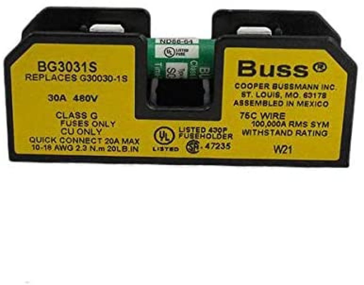 1.5" x 3/8" Bussman FUSE HOLDER  for spa & hot tub Time-Delay ClassG fuses size 