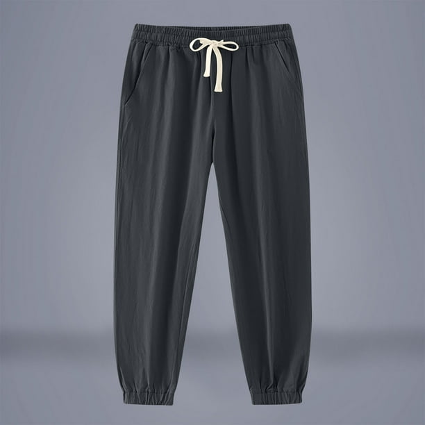 Pantalones largos para hombre, informales, con bolsillo para vacaciones, cordón ajustable, color sólido, cintura elástica, pantalones deportivos para hombre