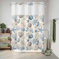 thumbnail image 6 of No Hook Shower Curtain, Coastal Nautical Shower Curtains for Bathroom with See Through Top Window, Beach Ocean Starfish Seashells Coral Waterproof & Washable Bath Curtain Stall 48"x72", 6 of 9