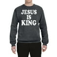 thumbnail image 2 of Jesus Is King Bible Scripture | Mens Christian Crewneck Graphic Sweatshirt, Charcoal, Small, 2 of 3