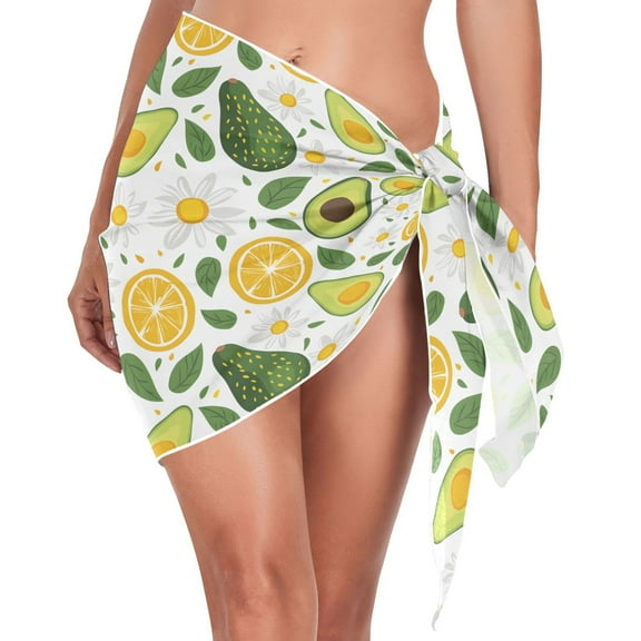 joogoo Avocado Lemon Leaves Women's Beach Sarong Bathing Suit Wrap Swimwear Cover Ups M