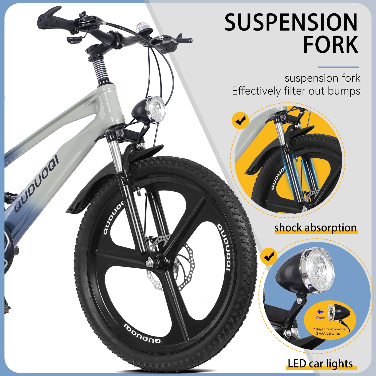 SHINPT 20in Mountain Bike for Boys and Girls Ages 7-14, 7-Speed Youth Bicycle with Magnesium Alloy Frame & One-Piece Wheels, Lightweight Kids Bike for Road, Dirt, Grass, Perfect Birthday Gift
