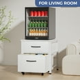 thumbnail image 6 of INFANZIA Mini Fridge Stand with Storage, Beverage Refrigerator Stand Table with Rolling Cabine, 22.1"Lx 23.2"W Solid Wood Heavy Duty Mini Fridge Cabinet for Dorm, Office, Bedroom, Black, 6 of 8