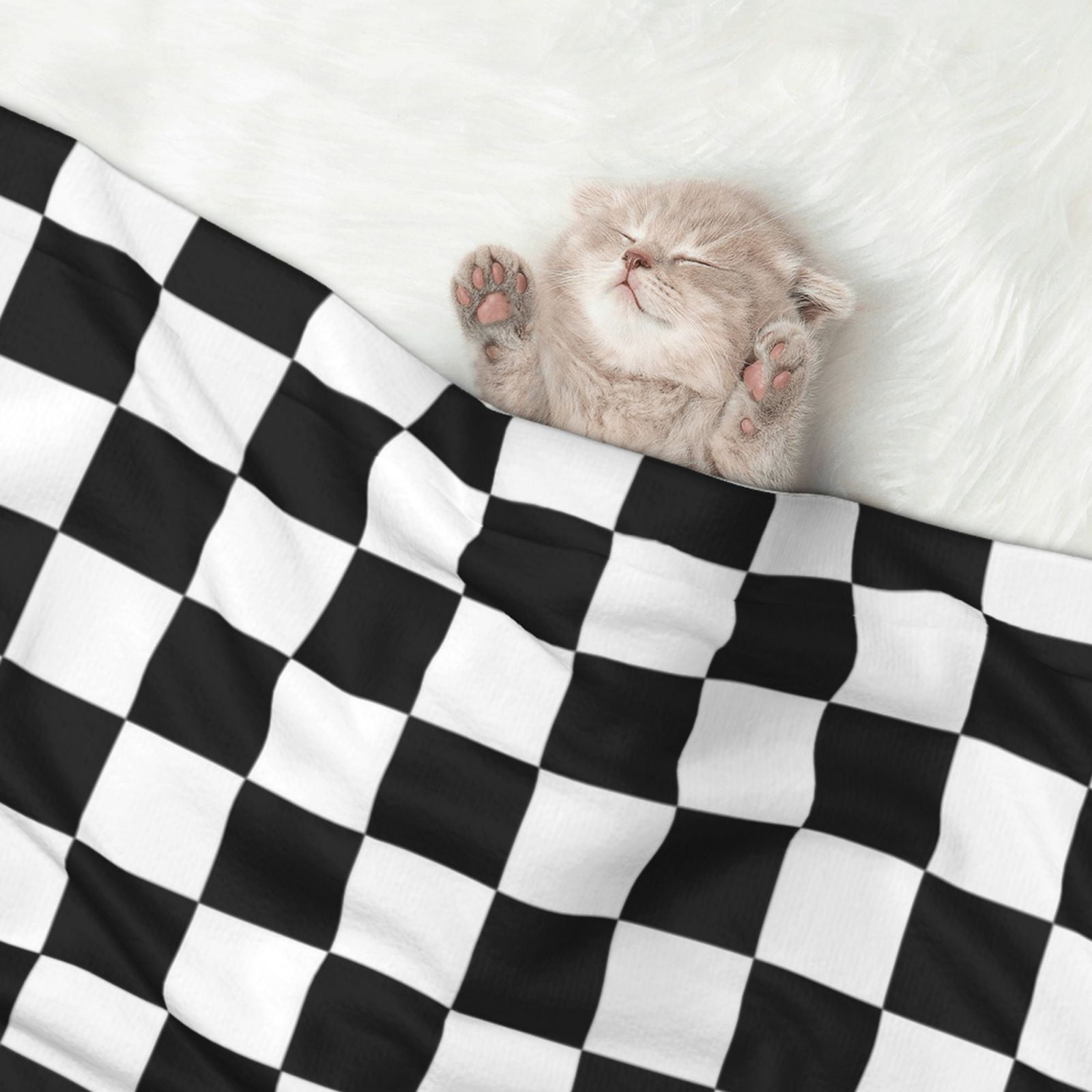 Flannel Throw Dog Blanket Black And White Checkered Soft Warm Print Pet Blankets for Small Dog Cat Puppy