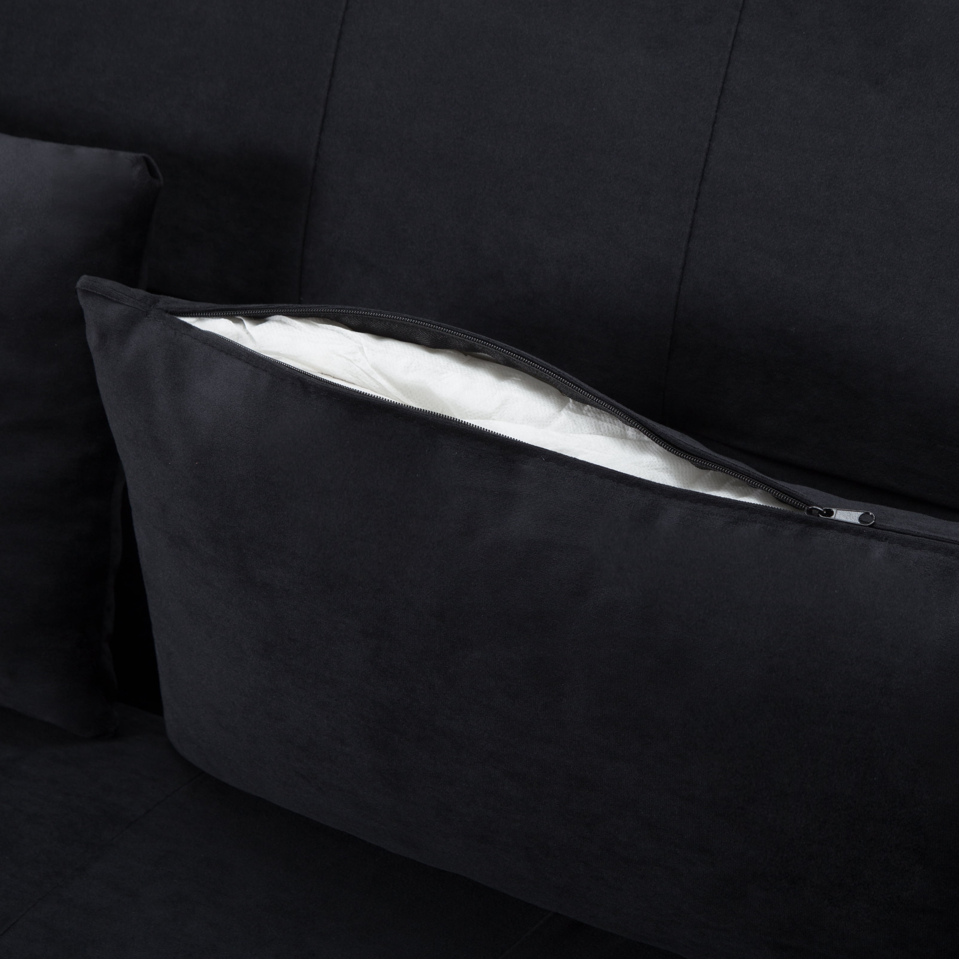 Gewnee 46"3 in 1 Convertible Sofa Bed,Pull-out Sleeper with 5 Reclining Positions for Living Room,Apartment,Velvet Black