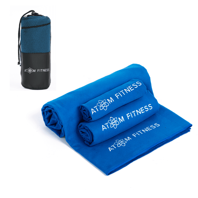 Set 3 Toallas Atom Microfibra | Secado Rápido y Versátil azul