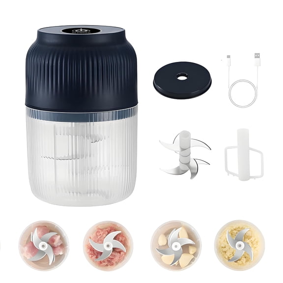 WAAYEEPAL Cordless Multifunctional Electric Garlic Chopper Rechargeable Mini Food Processor with Egg Beater, Portable Food Grinder for Garlic Onion Ginger Chili