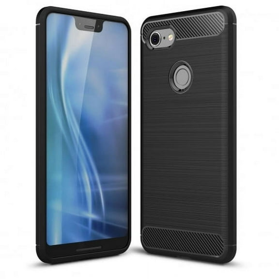 Google Pixel 3 XL Slim Fit Carbon Fiber Case Cover Reinforced Bumper Shock Absorbent Black