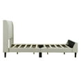 thumbnail image 5 of Velvet Upholstered Platform Bed with Tufted Headboard, Twin Size Bed Frame with 10 Sturdy Wood Support for Boys Girls Adults Bedroom, No Box Spring Needed, 600LBS Weight Capacity, Beige, 5 of 7