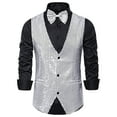 thumbnail image 4 of Chaleco de traje slim fit para hombre: mezcla de algodón y poliéster, color liso, sin mangas, formal/casual para bodas/fiestas, 4 of 4