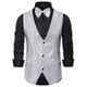 thumbnail image 4 of Chaleco de traje slim fit para hombre: mezcla de algodón y poliéster, color liso, sin mangas, formal/casual para bodas/fiestas, 4 of 4
