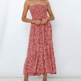 thumbnail image 4 of Vestido largo de fiesta sin tirantes con estampado floral bohemio de verano para mujer Fridja qw2258, 4 of 9