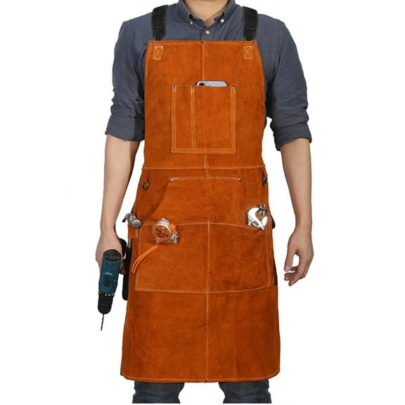 yaaqii Leather welding apron, heat resistant and flame retardant heavy duty work safety