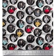 thumbnail image 1 of Soimoi Black Japan Crepe Satin Fabric Dot,Clutch & Women Group Printed Fabric 1 Yard 42 Inch Wide, 1 of 1