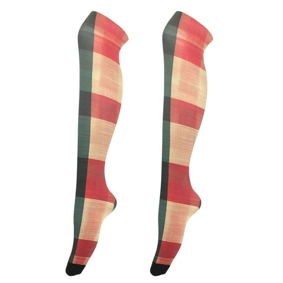 Sexy Thigh High Stockings - Silky Smooth & Stay-Up Design for Legs That Slay! Retro Christmas Plaid