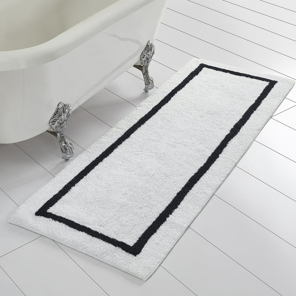 Reversible Stripe Bath Runner, 60" x 22", Black