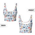 thumbnail image 6 of Sports Bras For Women Workout Tank Tops, Watercolor Nautical Running Vest With Removable Cups, 6 of 7
